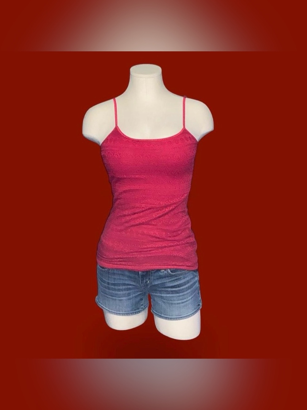 Aeropostale red Lace-Textured Spaghetti Strap Cami